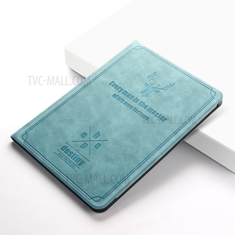 Imprint Deer and Quote PU Leather Stand Case Cover for iPad Pro 11-inch (2020) - Blue-6