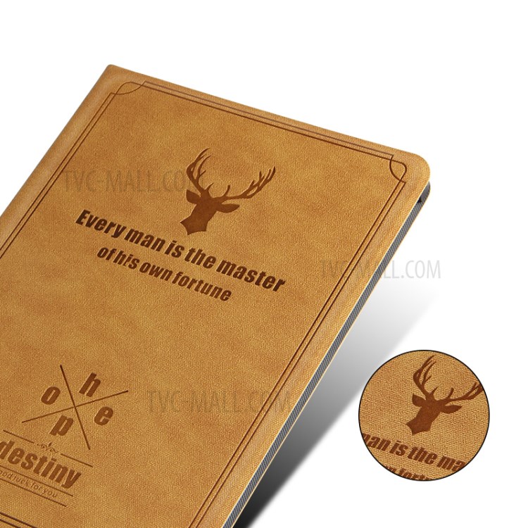 Imprint Deer and Quote PU Leather Stand Case Cover for iPad Pro 11-inch (2020) - Brown-2
