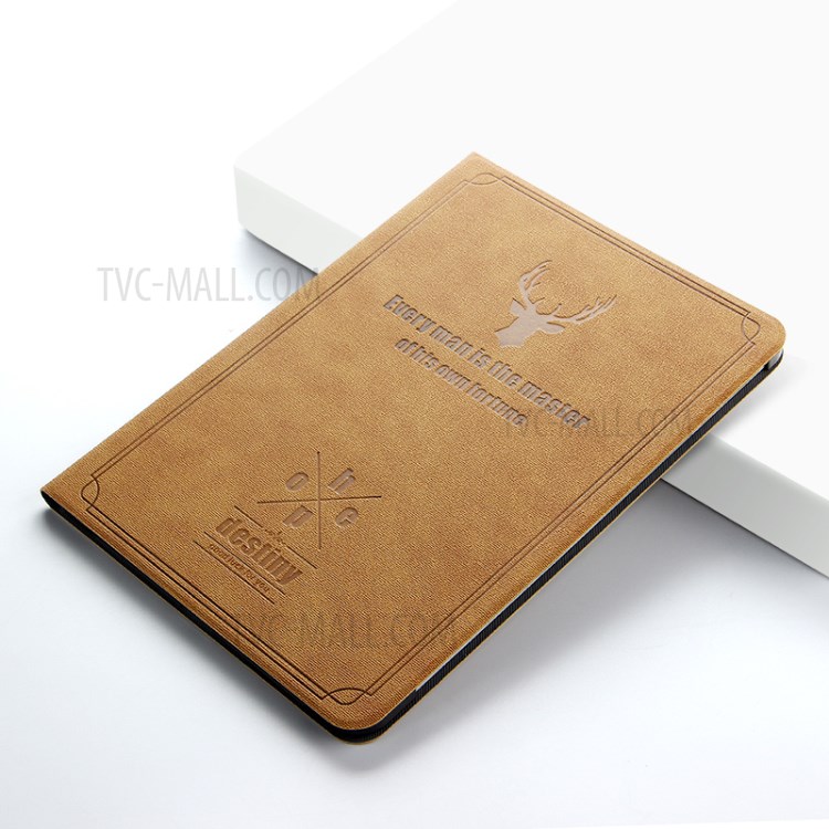 Imprint Deer and Quote PU Leather Stand Case Cover for iPad Pro 11-inch (2020) - Brown-6