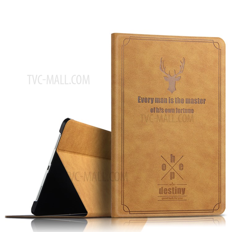 Imprint Deer and Quote PU Leather Stand Case Cover for iPad Pro 11-inch (2020) - Brown-7