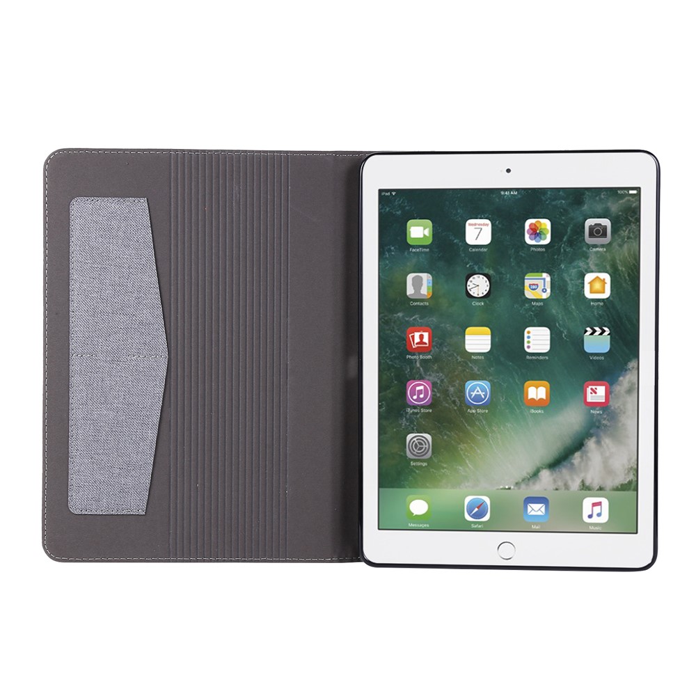 Cloth Texture Card Slots Stand Leather Protective Cover for iPad 9.7-inch (2018)/(2017) /iPad Air (2013)/Air 2 - Grey-2