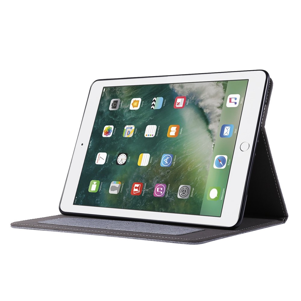 Cloth Texture Card Slots Stand Leather Protective Cover for iPad 9.7-inch (2018)/(2017) /iPad Air (2013)/Air 2 - Grey-5