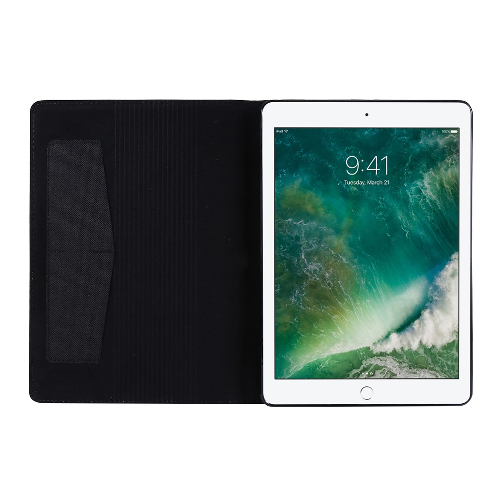 Emplacements Pour Cartes De Texture De Tissu Debout Cas Flip En Cuir Pour IPad 10.2 (2019) - Noir-2