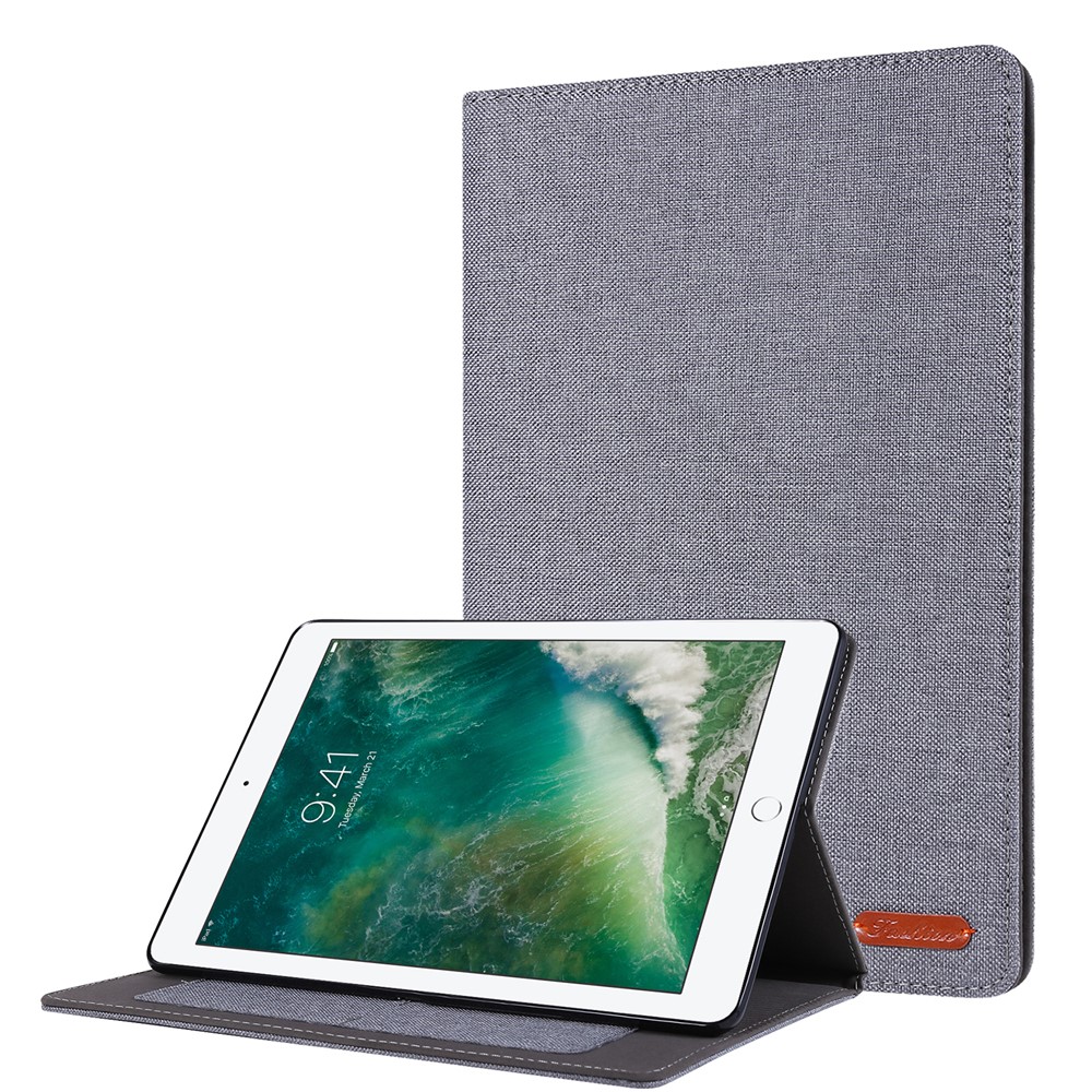 Cloth Texture Card Slots Stand Leather Flip Case for iPad 10.2 (2021)/(2020)/(2019) - Grey