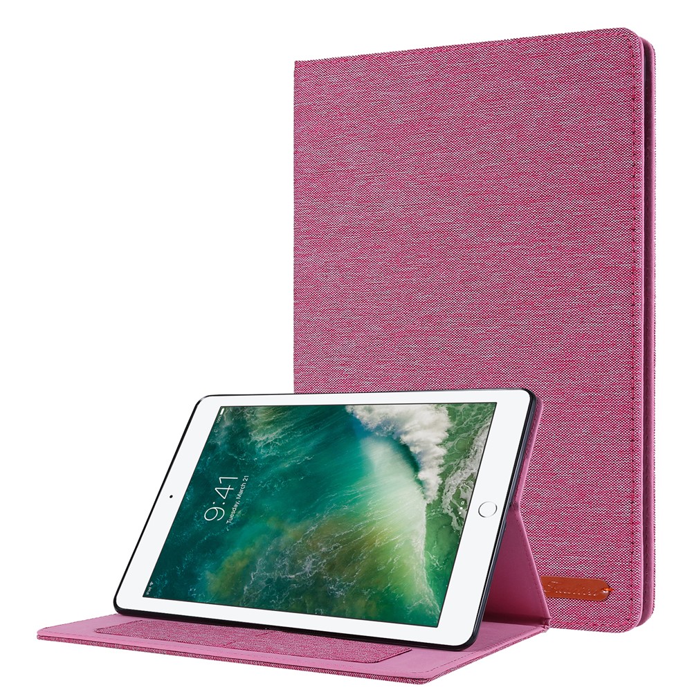 Cloth Texture Card Slots Stand Leather Flip Case for iPad 10.2 (2019) - Pink-1