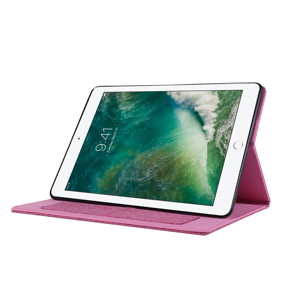 Slots De Cartão De Textura De Pano Suporte Capa De Aleta De Couro Para IPad 10.2 (2020) (2019) - Cor De Rosa