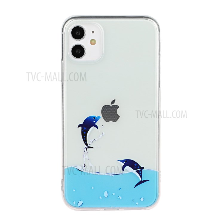 Pattern Printing Soft TPU Mobile Phone Case for Apple iPhone 11 6.1 inch - Dolphin-1
