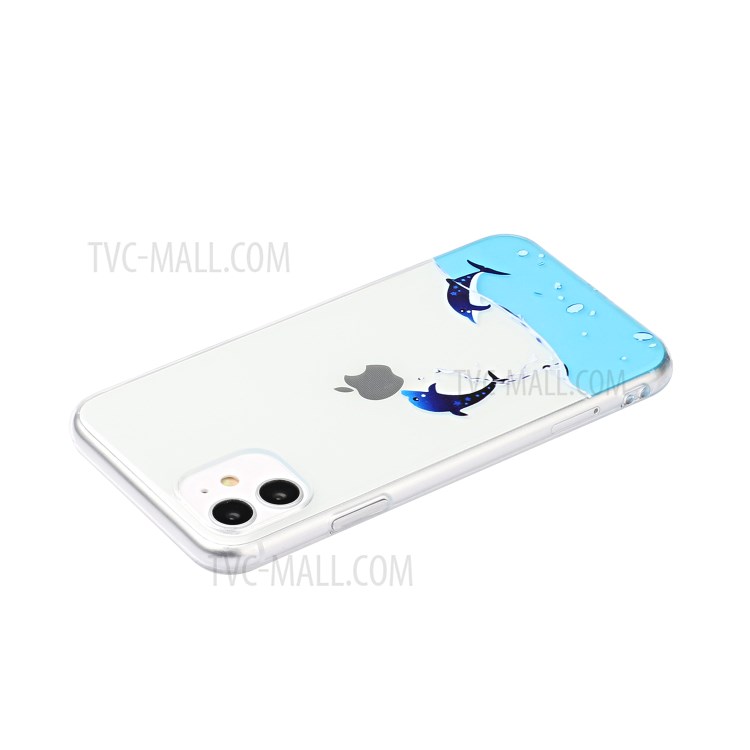 Pattern Printing Soft TPU Mobile Phone Case for Apple iPhone 11 6.1 inch - Dolphin-3