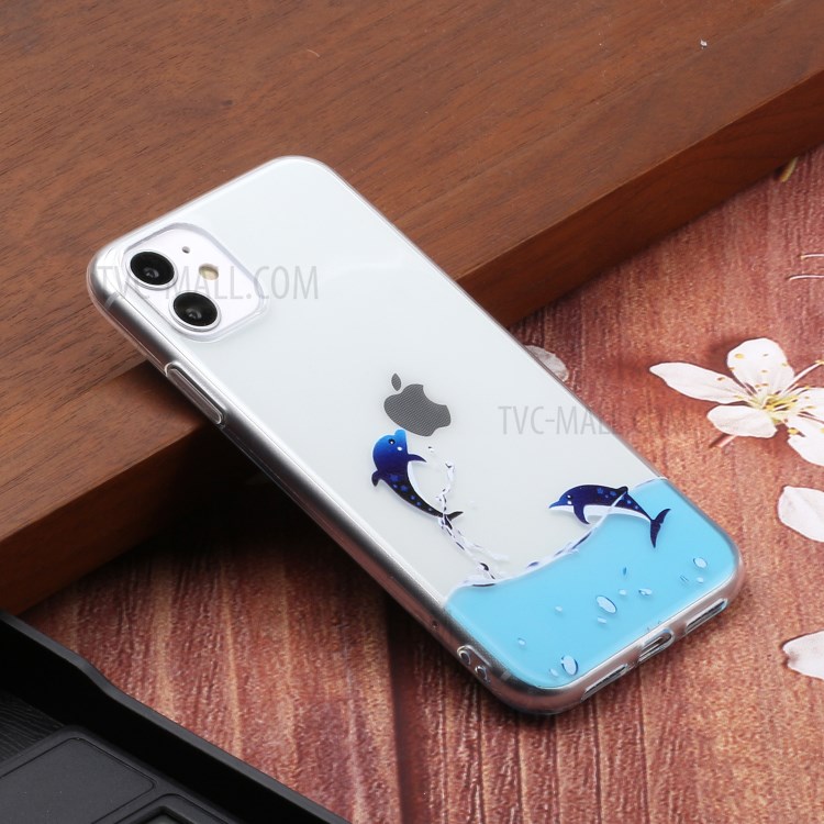 Pattern Printing Soft TPU Mobile Phone Case for Apple iPhone 11 6.1 inch - Dolphin-5