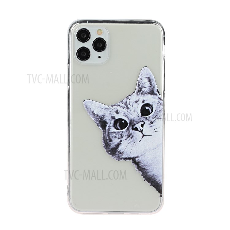 Creative Pattern Printing Clear TPU Phone Cover Case for iPhone 11 Pro Max 6.5 inch - Cat-1