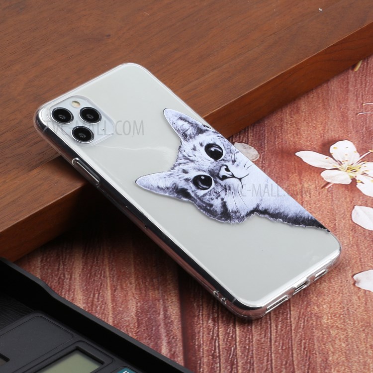 Creative Pattern Printing Clear TPU Phone Cover Case for iPhone 11 Pro Max 6.5 inch - Cat-5
