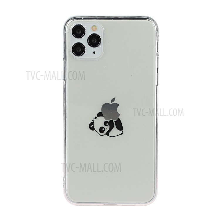 Creative Pattern Printing Clear TPU Phone Cover Case for iPhone 11 Pro Max 6.5 inch - Lying Panda-1