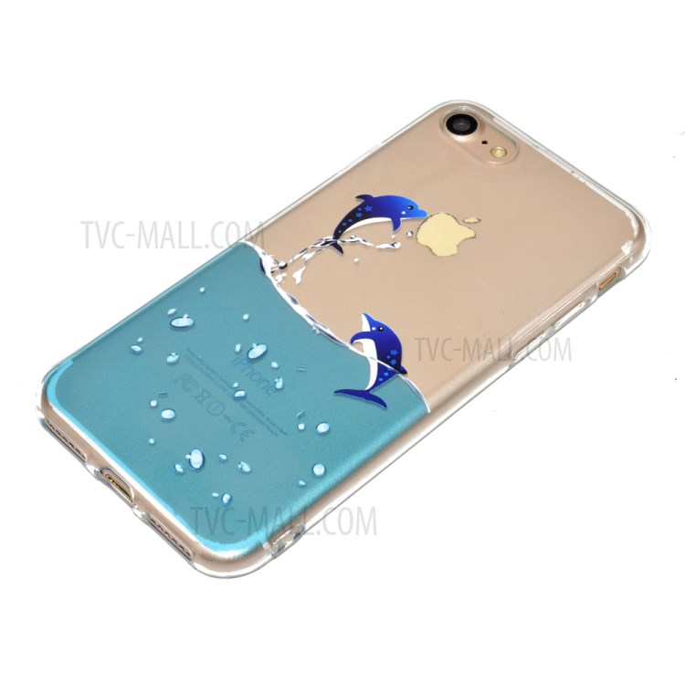 Pattern Printing Soft TPU Cell Phone Cover for iPhone SE (2nd Generation)/8/7 - Dolphin-3