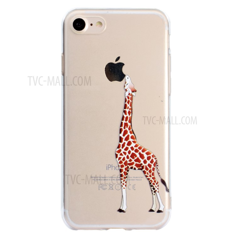 Pattern Printing Soft TPU Cell Phone Cover for iPhone SE (2nd Generation)/8/7 - Giraffe-2