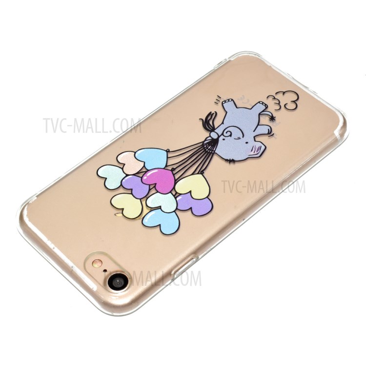 Pattern Printing Soft TPU Cell Phone Cover for iPhone SE (2nd Generation)/8/7 - Heart-shaped Balloons and Elephant-4