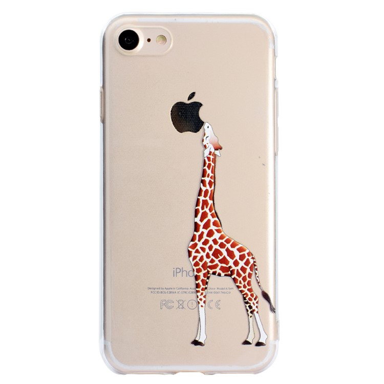 Pattern Printing Clear TPU Phone Case for iPhone 8 Plus/7 Plus 5.5 inch - Giraffe-2
