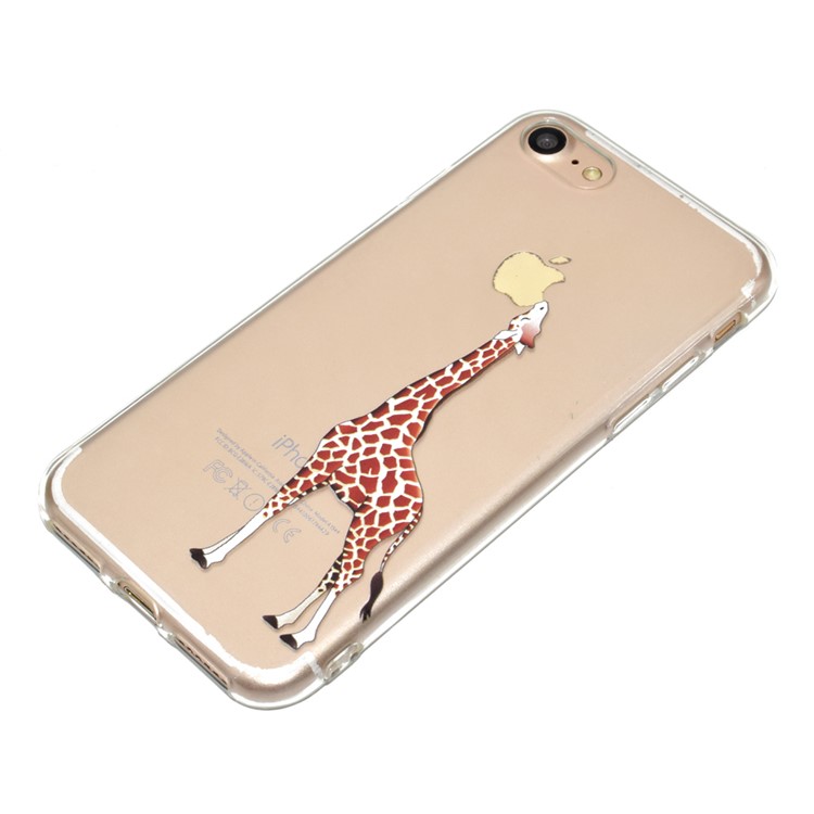 Musterdruck Lösches TPU -telefonfall Für Iphone 8 Plus/7 Plus 5,5 Zoll - Giraffe