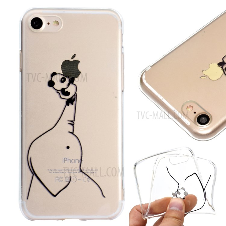 Pattern Printing Clear TPU Phone Case for iPhone 8 Plus/7 Plus 5.5 inch - Elephant-1