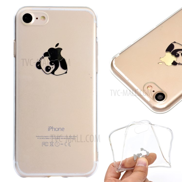 Pattern Printing Clear TPU Phone Case for iPhone 8 Plus/7 Plus 5.5 inch - Lying Panda-1