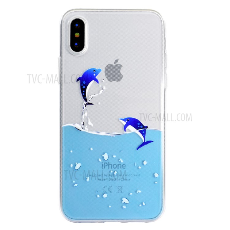 Pattern Printing Soft TPU Mobile Phone Case for iPhone XR 6.1 inch - Dolphin-2