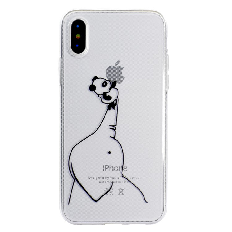 Pattern Printing Soft TPU Mobile Phone Case for iPhone XR 6.1 inch - Panda and Elephant-2