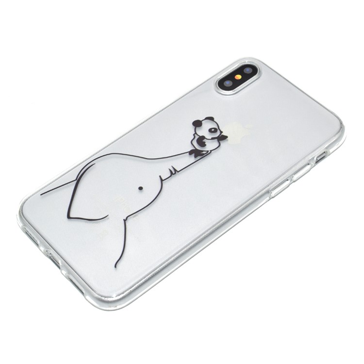 Pattern Printing Soft TPU Mobile Phone Case for iPhone XR 6.1 inch - Panda and Elephant-3