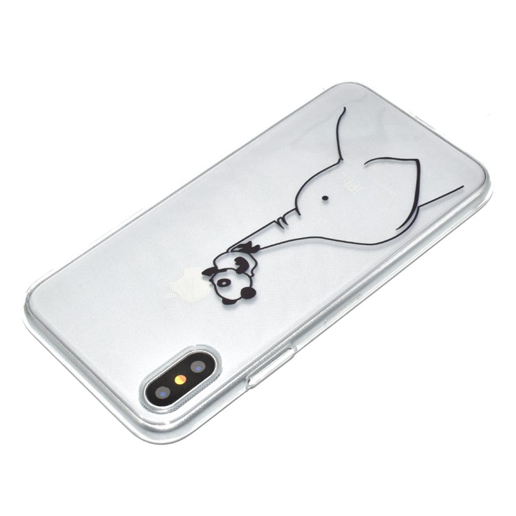 Pattern Printing Soft TPU Mobile Phone Case for iPhone XR 6.1 inch - Panda and Elephant-4