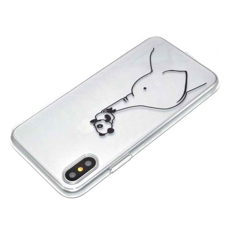 Impresión de Patrones Case de Teléfonos Móviles Soft TPU Para Iphone XR 6.1 Pulgadas - Panda y Elefante-4