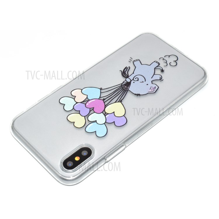 Pattern Printing Soft TPU Mobile Phone Case for iPhone XR 6.1 inch - Heart-shaped Balloons and Elephant-4