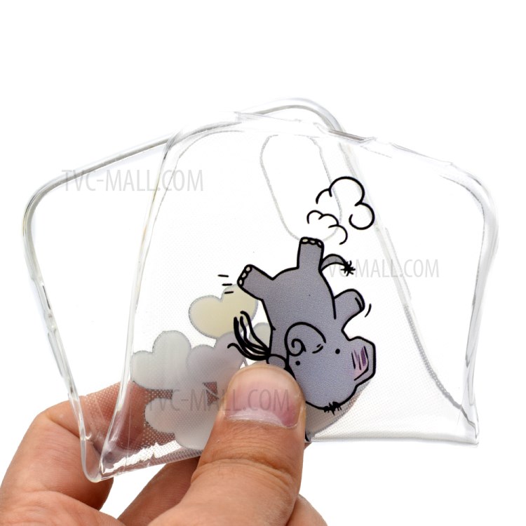 Pattern Printing Soft TPU Mobile Phone Case for iPhone XR 6.1 inch - Heart-shaped Balloons and Elephant-5