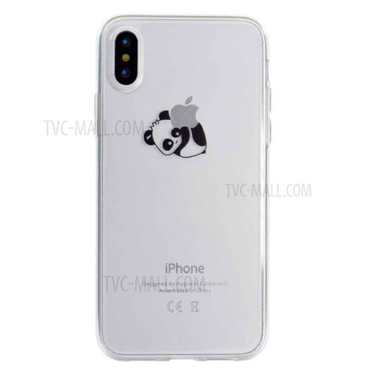 Pattern Printing Clear TPU Phone Case for iPhone X/XS 5.8 inch - Lying Panda-2
