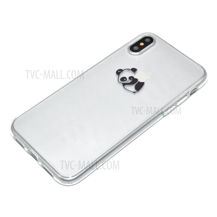 Pattern Printing Clear TPU Phone Case for iPhone X/XS 5.8 inch - Lying Panda-3