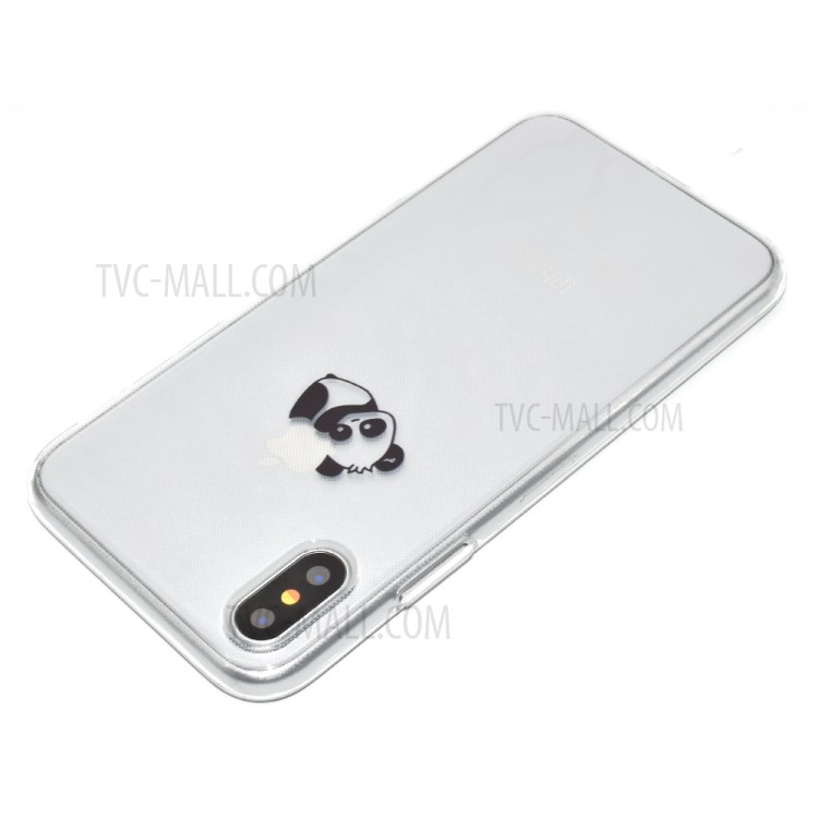 Pattern Printing Clear TPU Phone Case for iPhone X/XS 5.8 inch - Lying Panda-4