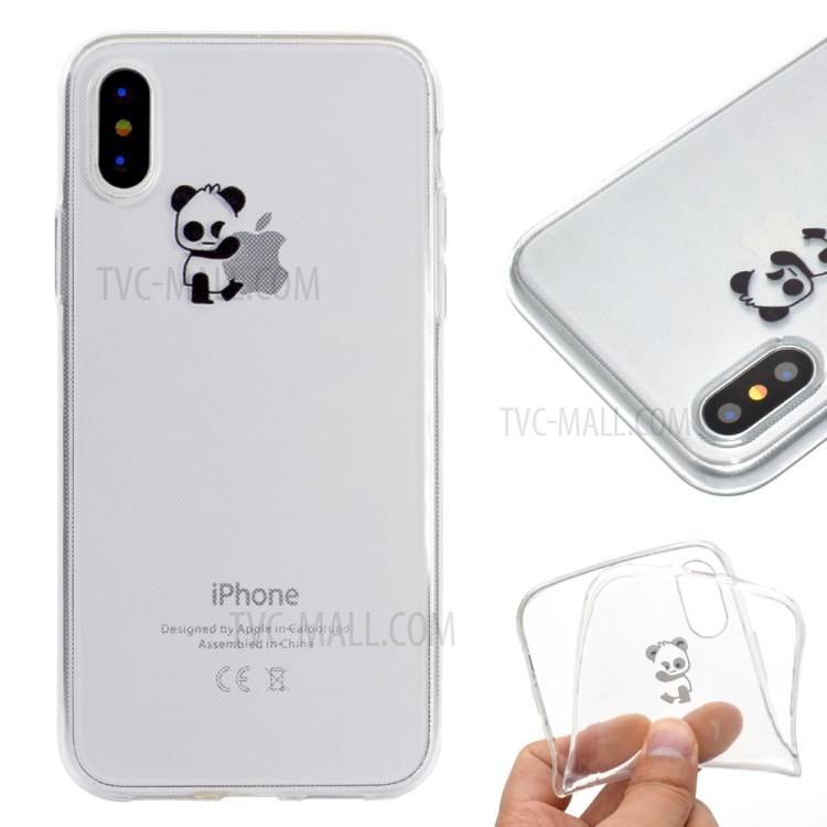 Pattern Printing Clear TPU Phone Case for iPhone X/XS 5.8 inch - Panda-1