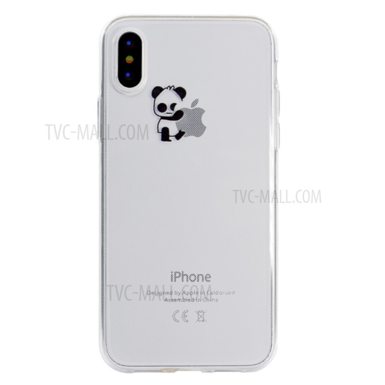 Pattern Printing Clear TPU Phone Case for iPhone X/XS 5.8 inch - Panda-2