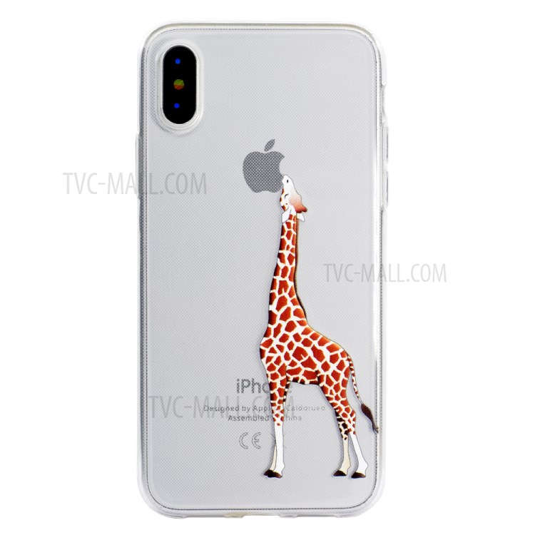 Pattern Printing Clear TPU Phone Case for iPhone X/XS 5.8 inch - Giraffe-2