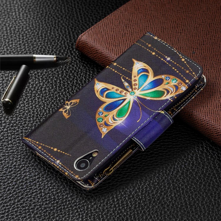 BF03 Pattern Printing Zipper Wallet Leather Phone Cover for iPhone XR 6.1 inch - Crystal Butterfly-3