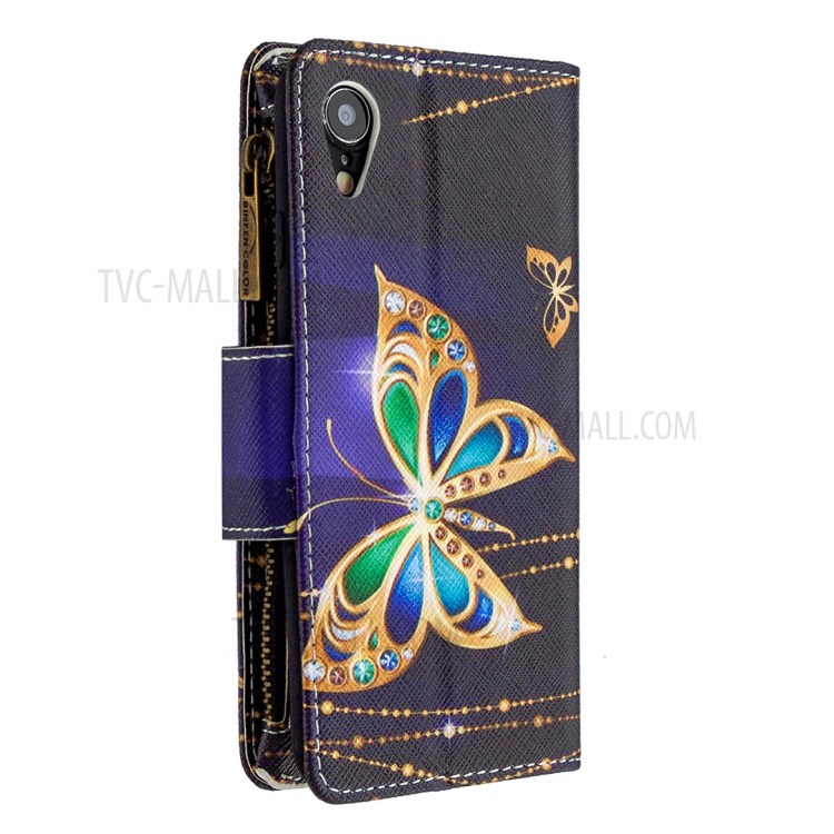 BF03 Pattern Printing Zipper Wallet Leather Phone Cover for iPhone XR 6.1 inch - Crystal Butterfly-5