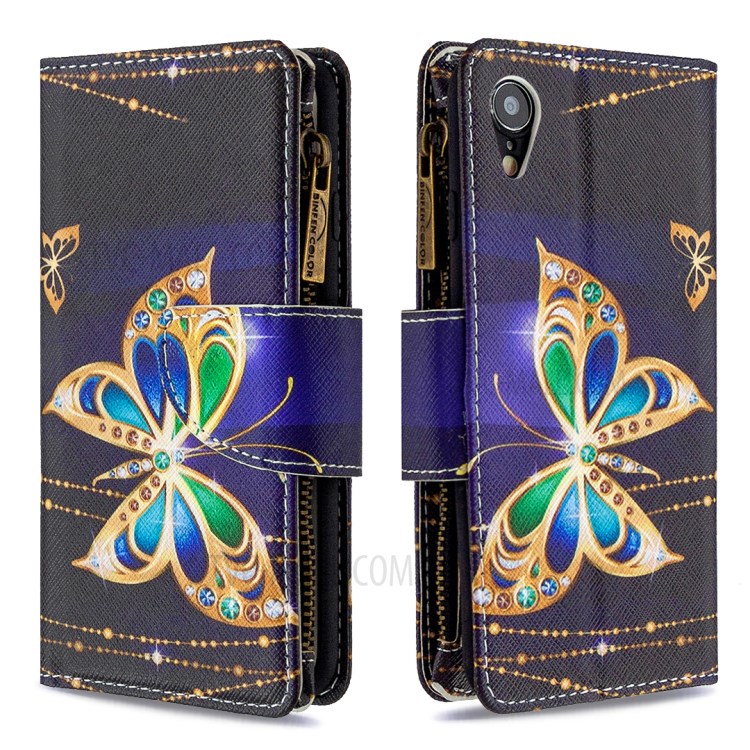 BF03 Pattern Printing Zipper Wallet Leather Phone Cover for iPhone XR 6.1 inch - Crystal Butterfly-6