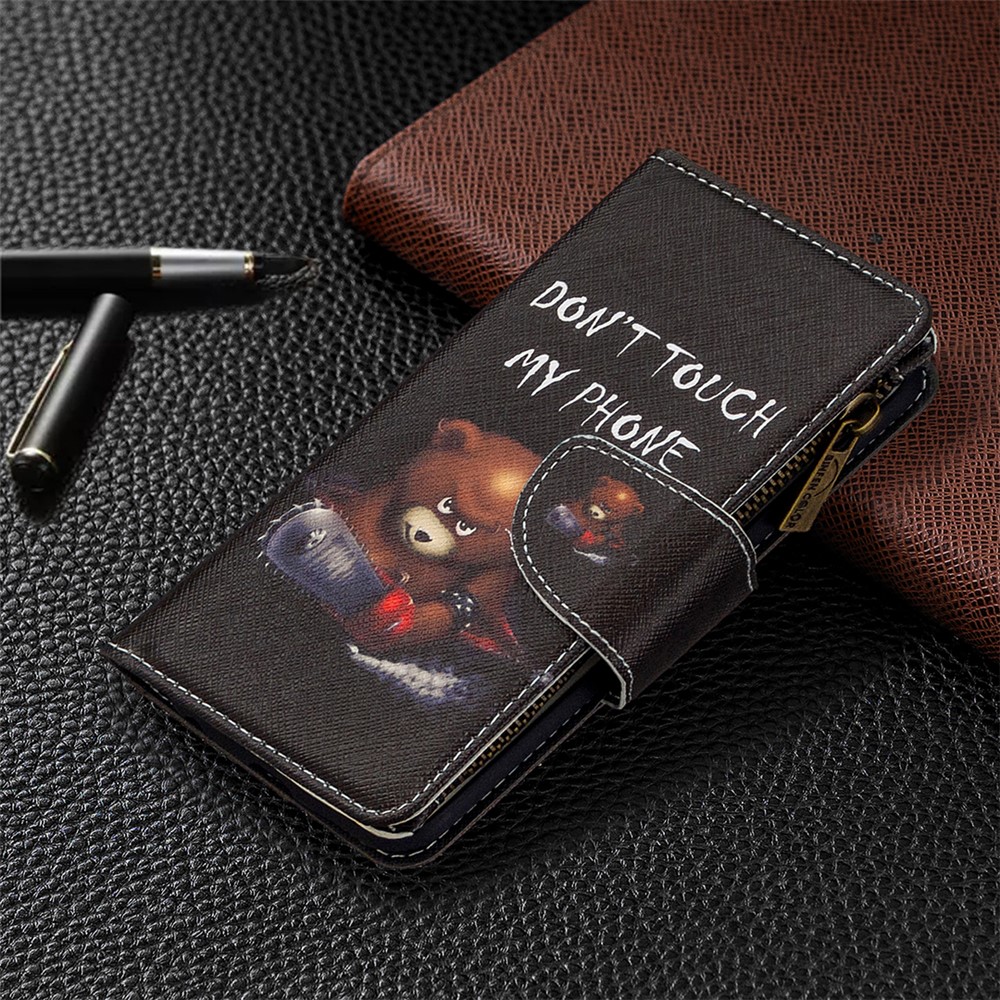 BF03 Pattern Printing Zipper Wallet Leather Phone Cover for iPhone XR 6.1 inch - Fierce Bear-2