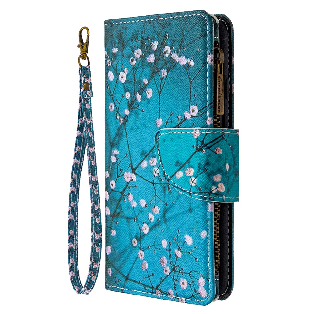 BF03 Pattern Printing Zipper Wallet Coperchio Telefonico in Pelle Per Iphone XR 6,1 Pollici - Plum Blossom-4