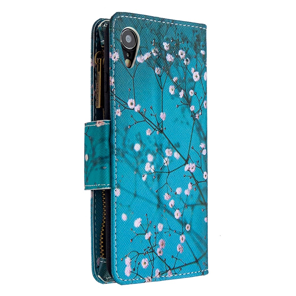 BF03 Pattern Printing Zipper Wallet Coperchio Telefonico in Pelle Per Iphone XR 6,1 Pollici - Plum Blossom-5