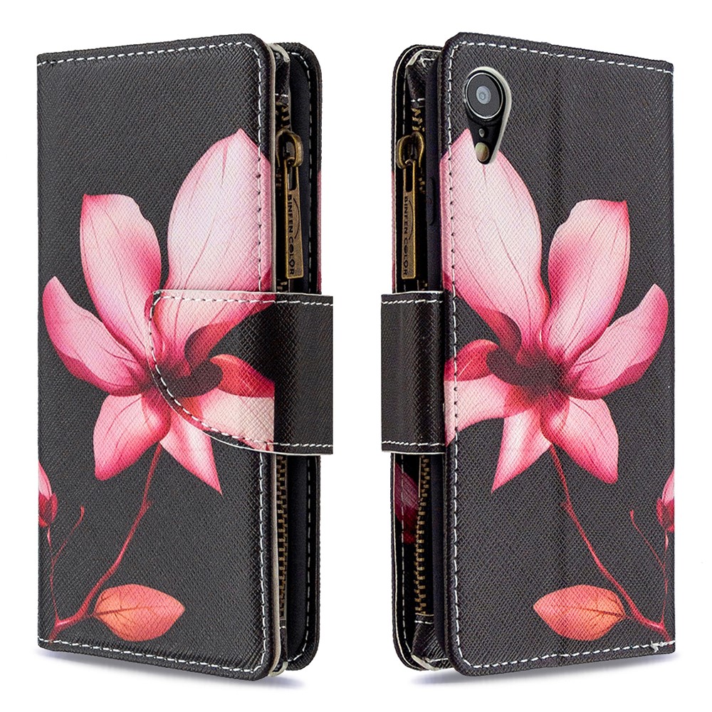 BF03 Pattern Printing Zipper Wallet Leather Phone Cover for iPhone XR 6.1 inch - Flower-6