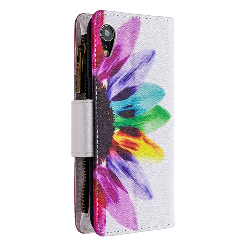 BF03 Pattern Printing Zipper Wallet Leather Phone Cover for iPhone XR 6.1 inch - Colorful Petals-5