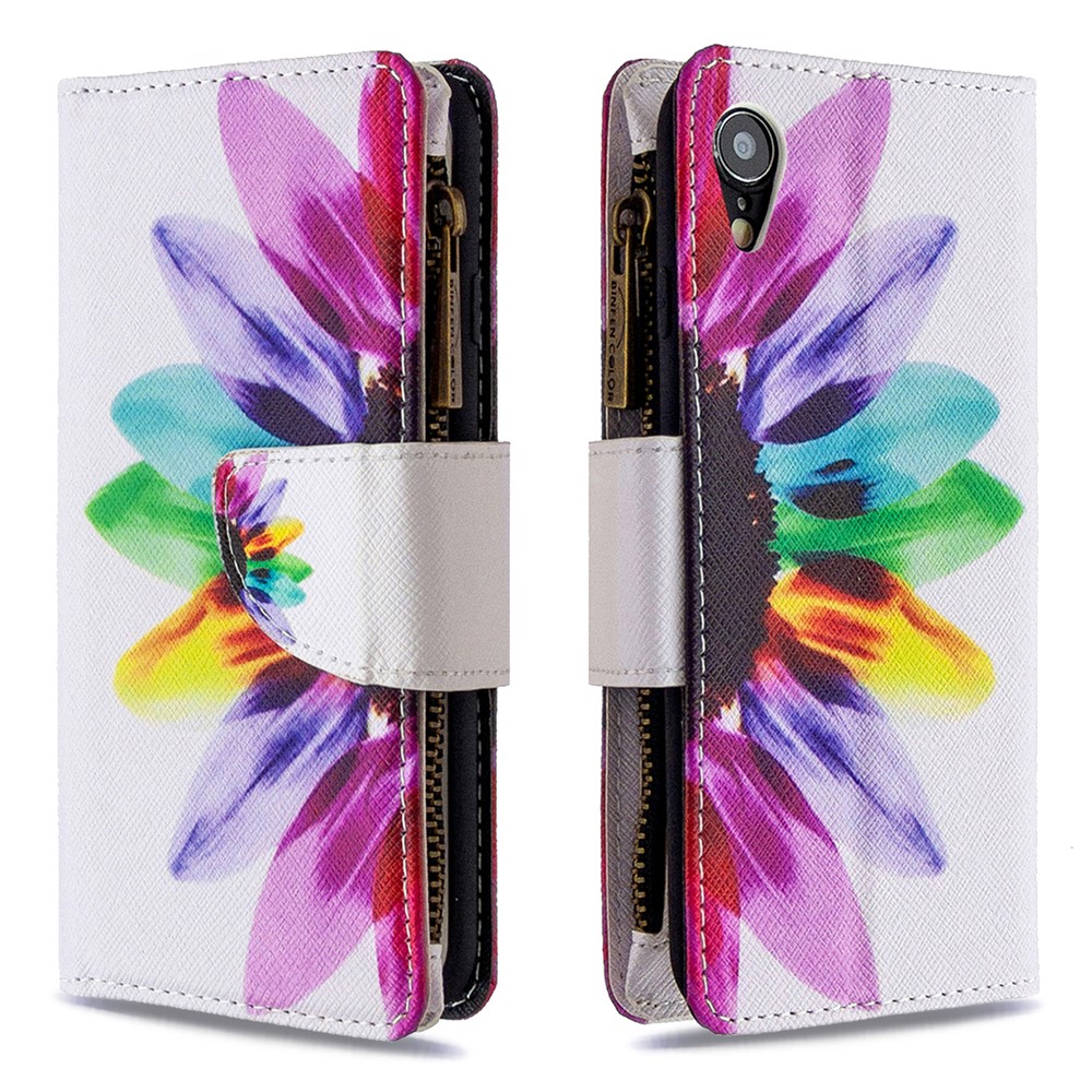 BF03 Pattern Printing Zipper Wallet Leather Phone Cover for iPhone XR 6.1 inch - Colorful Petals-6
