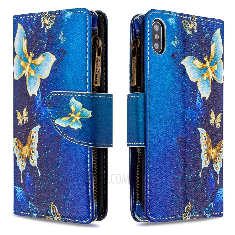 BF03 Pattern Printing Zipper Wallet Leather Protective Shell for iPhone XS Max 6.5 inch - Beautiful Butterfly-6