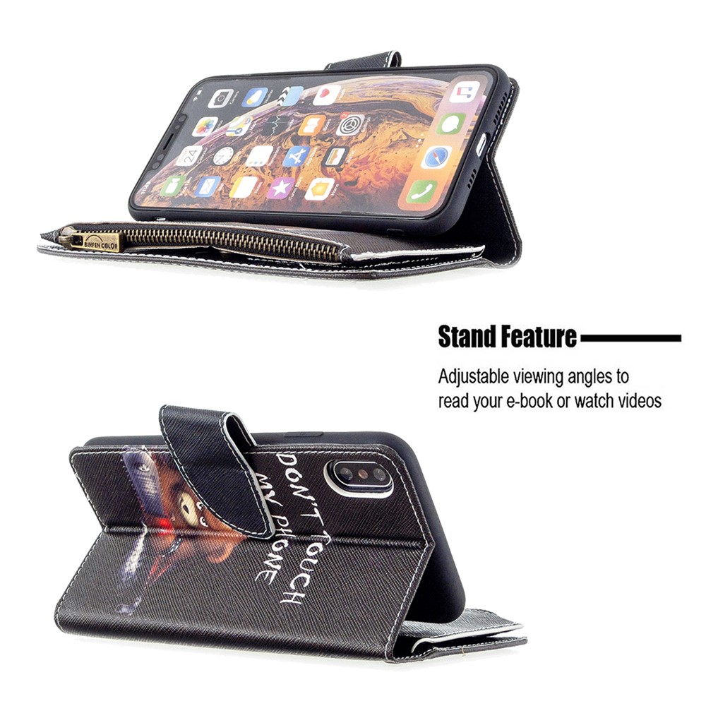 BF03 Pattern Printing Zipper Wallet Leather Protective Shell for iPhone XS Max 6.5 inch - Fierce Bear-7