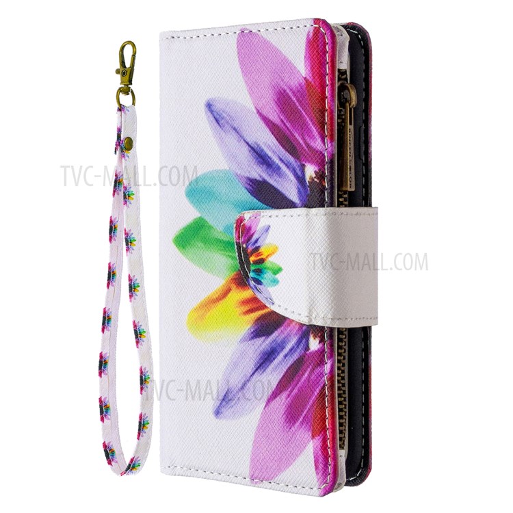 Patterned Zipper Wallet Leather Phone Case with Strap for Apple iPhone 11 Pro 5.8 inch - Colorful-4