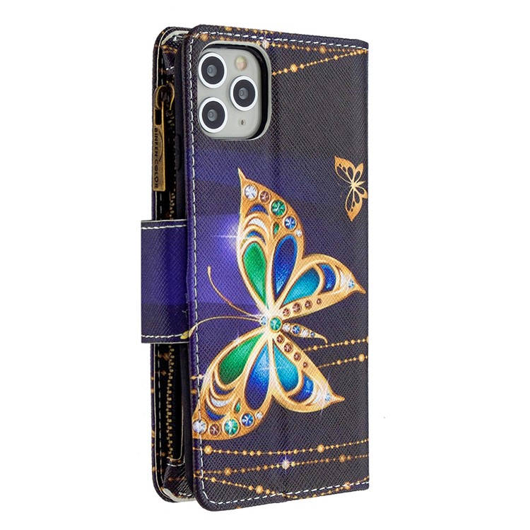 BF03 Pattern Printing Zipper Wallet Leather Phone Case for iPhone 11 Pro Max 6.5 inch - Crystal Butterfly-5