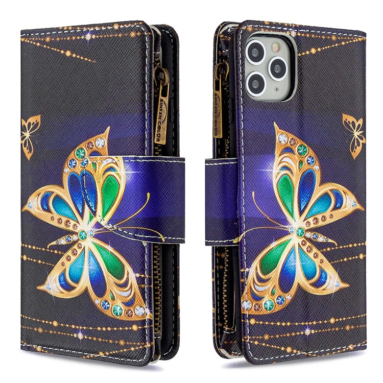 BF03 Pattern Printing Zipper Wallet Leather Phone Case for iPhone 11 Pro Max 6.5 inch - Crystal Butterfly-6